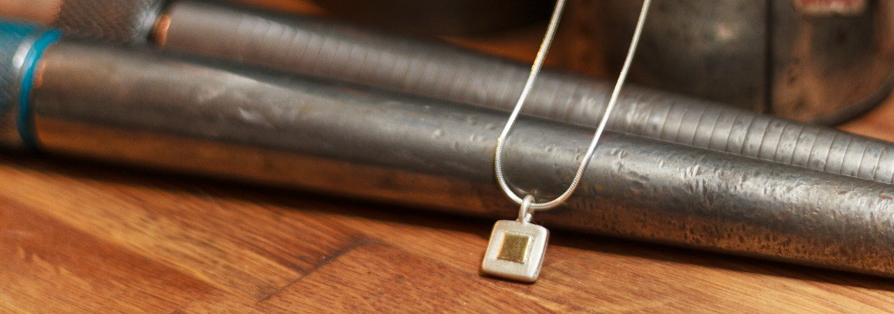 Chunky square of gold pendant-large 